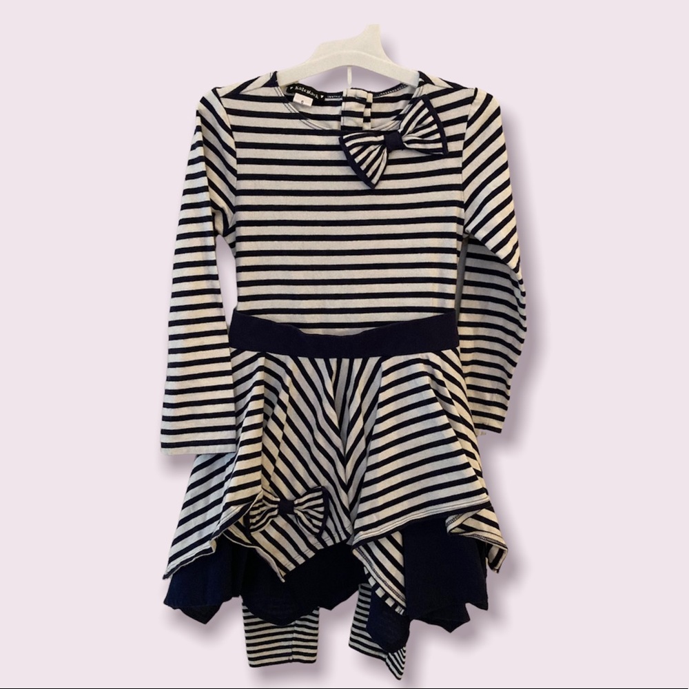 Kate Mack size 6 dress pants outfit set stripes navy white